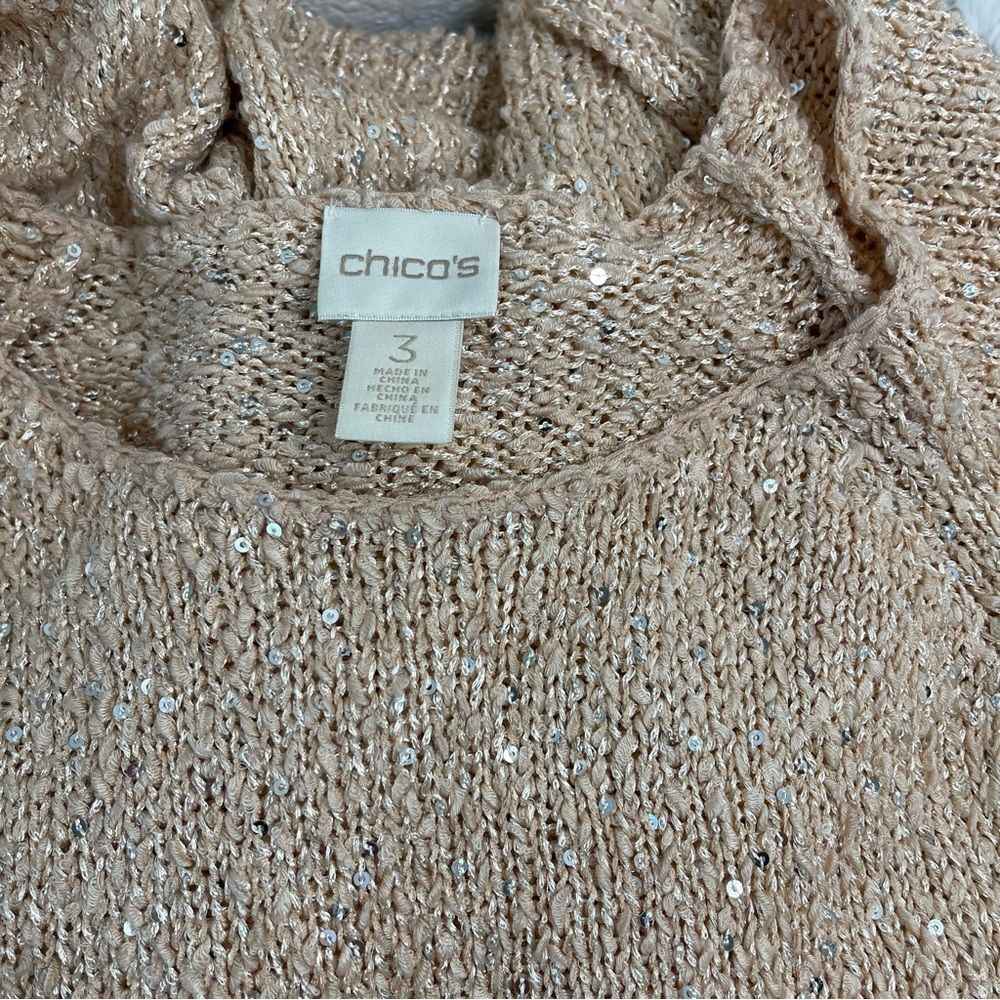 Champagne Sequin Knit Sweater Top Size 3 – Shimmer Metallic Party Holiday